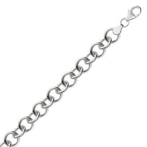 Unbranded 76455-8 Sterling Silver Rolo Style Polished Charm Bracelet W