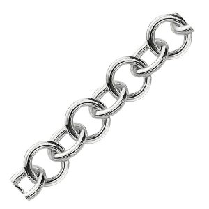 Unbranded 76455-8 Sterling Silver Rolo Style Polished Charm Bracelet W