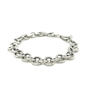 Unbranded 76455-8 Sterling Silver Rolo Style Polished Charm Bracelet W