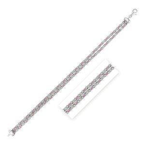 Unbranded 84960-7.25 Sterling Silver 7 14 Inch Bracelet With Pale Pink