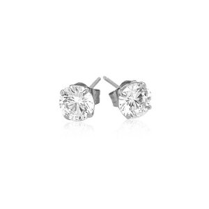 Unbranded 05873 14k White Gold Stud Earrings With White Hue Faceted Cu