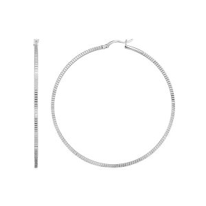 Unbranded 55404 Ridge Textured Hoop Earrings In Sterling Silver