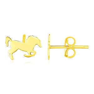 Unbranded 46882 14k Yellow Gold Horse Earrings