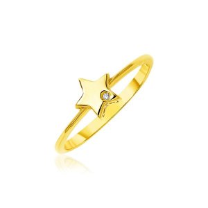 Unbranded 39626-7 14k Yellow Gold Polished Star Ring With Diamond Size