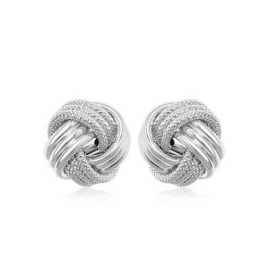 Unbranded 83955 14k White Gold Love Knot With Ridge Texture Earrings