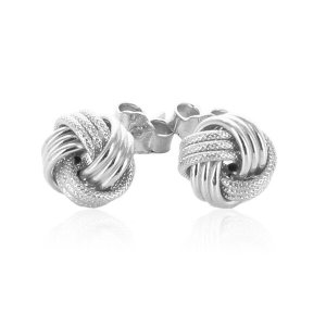 Unbranded 83955 14k White Gold Love Knot With Ridge Texture Earrings