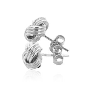 Unbranded 83955 14k White Gold Love Knot With Ridge Texture Earrings