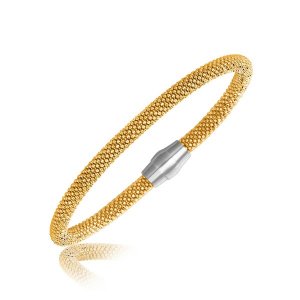 Unbranded 87760-7.5 Sterling Silver Rhodium Plated Yellow Gold Plated 