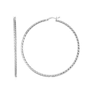 Unbranded 50794 Hoop Earrings With Twist Texture In Sterling Silver