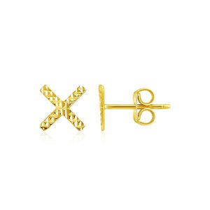 Unbranded 78494 14k Yellow Gold Textured X Post Earrings