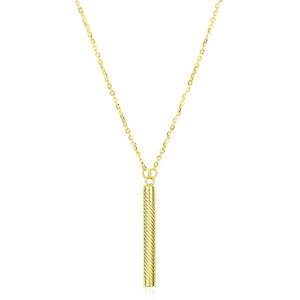 Unbranded 70907-18 14k Yellow Gold Textured Cylinder Pendant Chain Nec