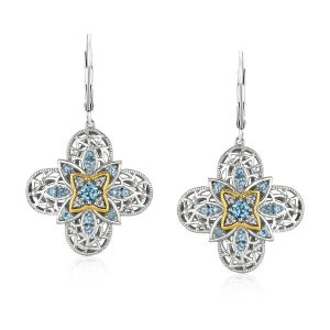 Unbranded 91371 Sterling Silver And 14k Yellow Gold Blue Topaz Quatref