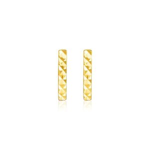 Unbranded 96996 14k Yellow Gold Textured Bar Earrings