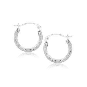 Unbranded 69403 10k White Gold Fancy Hoop Earrings