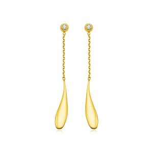 Unbranded 63970 14k Yellow Gold Teardrop Earrings With Diamonds