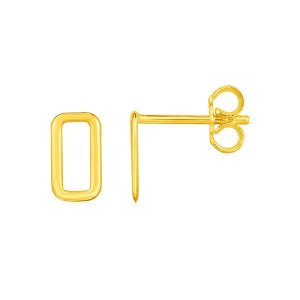 Unbranded 69309 14k Yellow Gold Post Earrings With Open Rectangles