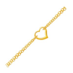 Unbranded 66454-10 14k Yellow Gold Double Rolo Chain Anklet With An Op