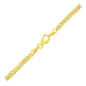 Unbranded 66454-10 14k Yellow Gold Double Rolo Chain Anklet With An Op