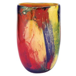 Homeroots.co 375772 11 Multicolor Art Glass Oval Vase