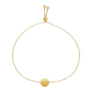 Unbranded 07445-9.25 Adjustable Bracelet With Shiny Circle In 14k Yell