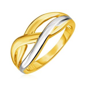 Unbranded 69276-7 14k Two Tone Gold Braid Motif Ring Size: 7