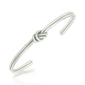 Unbranded 66005 Sterling Silver Rhodium Plated Knot Design Slim Open C