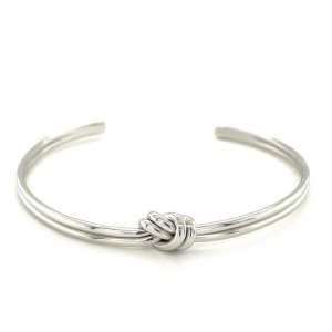 Unbranded 66005 Sterling Silver Rhodium Plated Knot Design Slim Open C