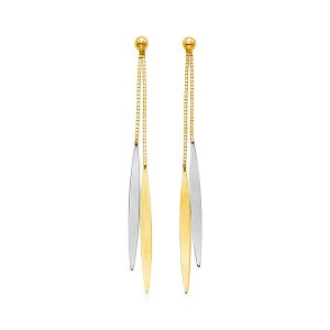 Unbranded 57760 14k Two Tone Gold Polished Narrow Oval Earrings