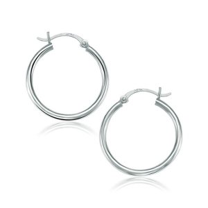 Unbranded 56787 10k White Gold Polished Hoop Earrings (25 Mm)