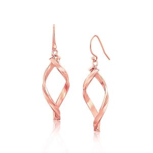 Unbranded 76703 14k Rose Gold Freeform Spiral Motif Drop Earrings