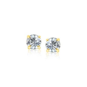 Unbranded 67275 14k Yellow Gold Stud Earrings With White Hue Faceted C