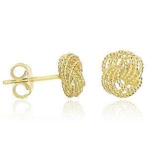 Unbranded 63467 14k Yellow Gold Textured Finish Love Knot Style Earrin