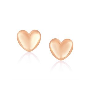 Unbranded 52489 14k Rose Gold Puffed Heart Shape Shiny Earrings