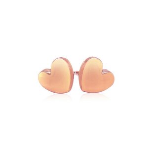 Unbranded 52489 14k Rose Gold Puffed Heart Shape Shiny Earrings