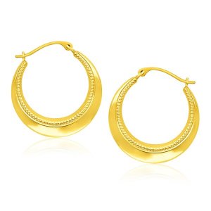 Unbranded 40806 14k Yellow Gold Round Rope Texture Hoop Earrings