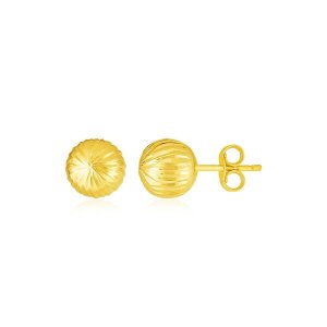 Unbranded 48751 14k Yellow Gold Ball Earrings With Linear Texture