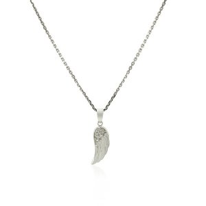 Unbranded 38890-18 Sterling Silver With Textured Angel Wing Pendant Si