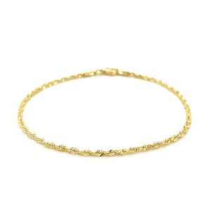 Unbranded 66400-10 2.0mm 10k Yellow Gold Diamond Cut Rope Anklet Size: