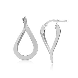 Unbranded 98706 14k White Gold Twisted Freeform Hoop Earrings