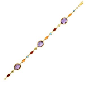 Unbranded 87576-7.5 14k Yellow Gold Bracelet With Multi-colored Stones