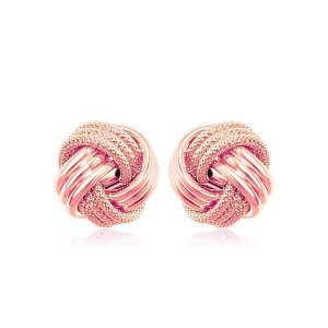 Unbranded 76751 14k Rose Gold Love Knot With Ridge Texture Earrings