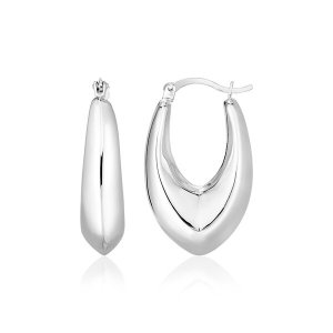 Unbranded 38070 Sterling Silver Polished Pointed Puffed Hoop Earrings