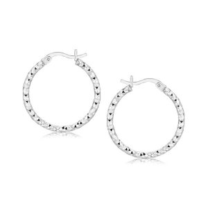 Unbranded 88416 Sterling Silver Rhodium Plated Weave Like Hoop Style E