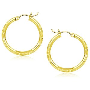 Unbranded 95275 14k Yellow Gold Diamond Cut Hoop Earrings (25mm)