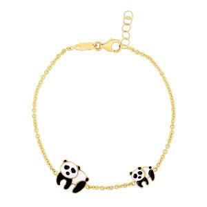 Unbranded 66785-6 14k Yellow Gold Childrens Bracelet With Enameled Pan