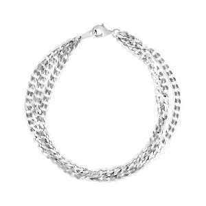 Unbranded 75905-7 Sterling Silver Three Strand Polished Link Bracelet 