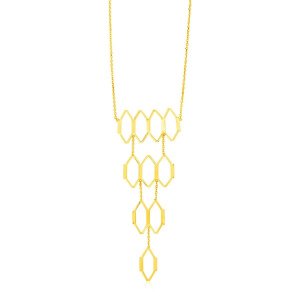 Unbranded 58276-18 14k Yellow Gold Tiered Honeycomb Motif Necklace Siz