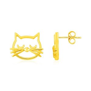 Unbranded 98030 14k Yellow Gold Cat Head Earrings