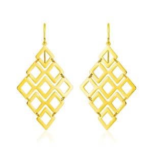 Unbranded 34090 14k Yellow Gold Earrings With Polished Open Diamond Mo