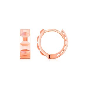 Unbranded 64236 14k Rose Gold Square Motif Faceted Huggie Earrings